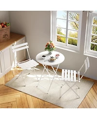 gaomon White 3-Piece Patio Bistro Set, Outdoor Folding Table & Chairs, Weather Resistant, Space Saving for Backyard & Balcony