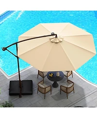 10 Feet Solar Offset Hanging Umbrella with 40 Lamp Beads and Solar Panel
