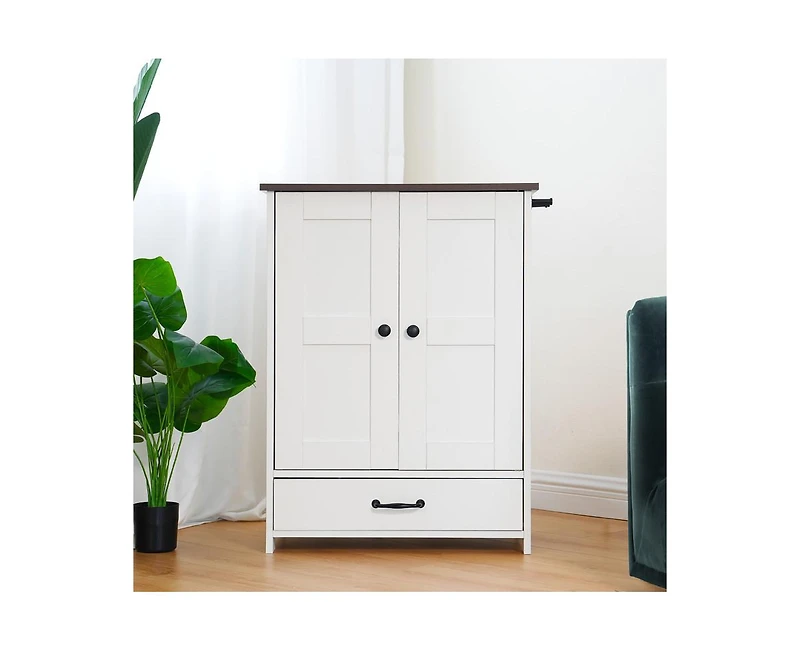 Casainc Storage Cabinet with Pet Feeding Station Hidden Dog Bowls and Adjustable Panel