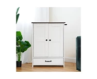 Casainc Storage Cabinet with Pet Feeding Station Hidden Dog Bowls and Adjustable Panel