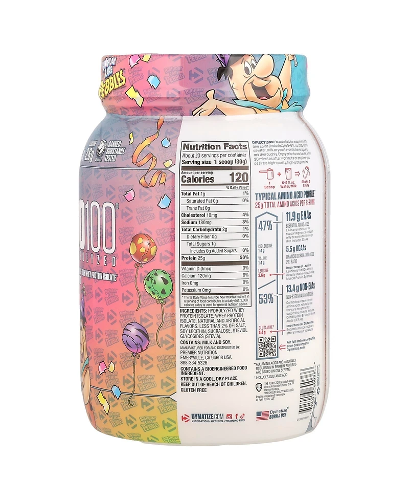 Dymatize ISO100 Hydrolyzed 100% Whey Protein Isolate Pebbles Birthday Cake