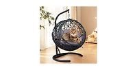 Cat Swing Bed with Stand and Cushion Indoor Outdoor Hammock for Cats and Small Pets
