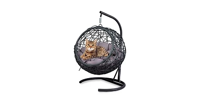 Cat Swing Bed with Stand and Cushion Indoor Outdoor Hammock for Cats and Small Pets