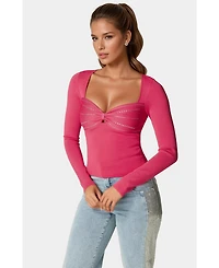 Bebe Embelished Long Sleeve Sweater