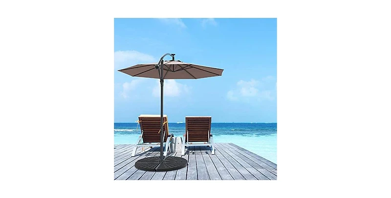 10 Feet 360° Rotation Solar Powered Led Patio Offset Umbrella without Weight Base