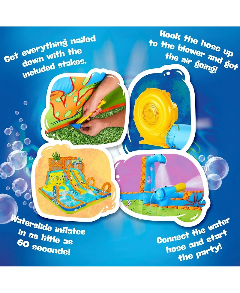 Sunny & Fun SpongeBob Mega Climb N Go Inflatable Water Slide with Climbing Wall, 2 Slides & More