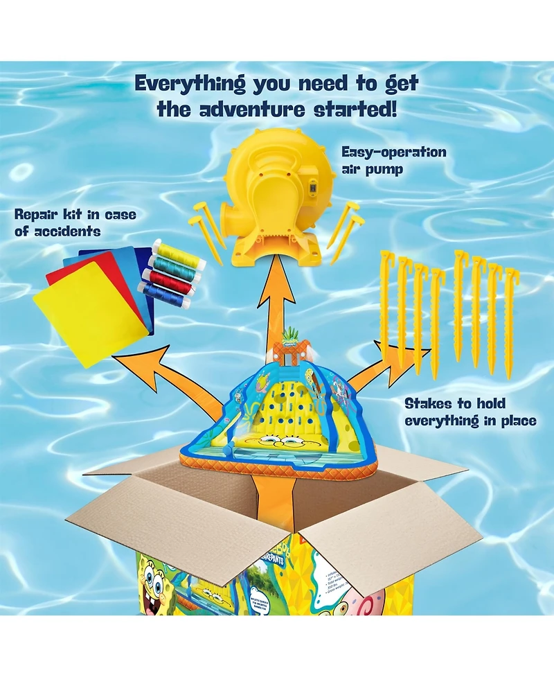 Sunny & Fun SpongeBob Ultra Climber Inflatable Water Slide with Climbing Wall, Two Slides & More