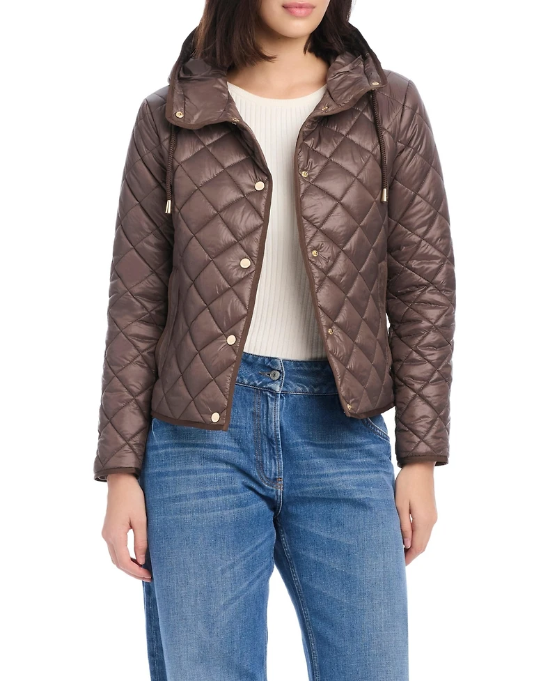 kate spade new york Women's Hooded Packable Diamond Quilted Jacket