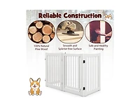 30 Inch Tall 4-Panel Freestanding Wooden Pet Gate Dog Fence