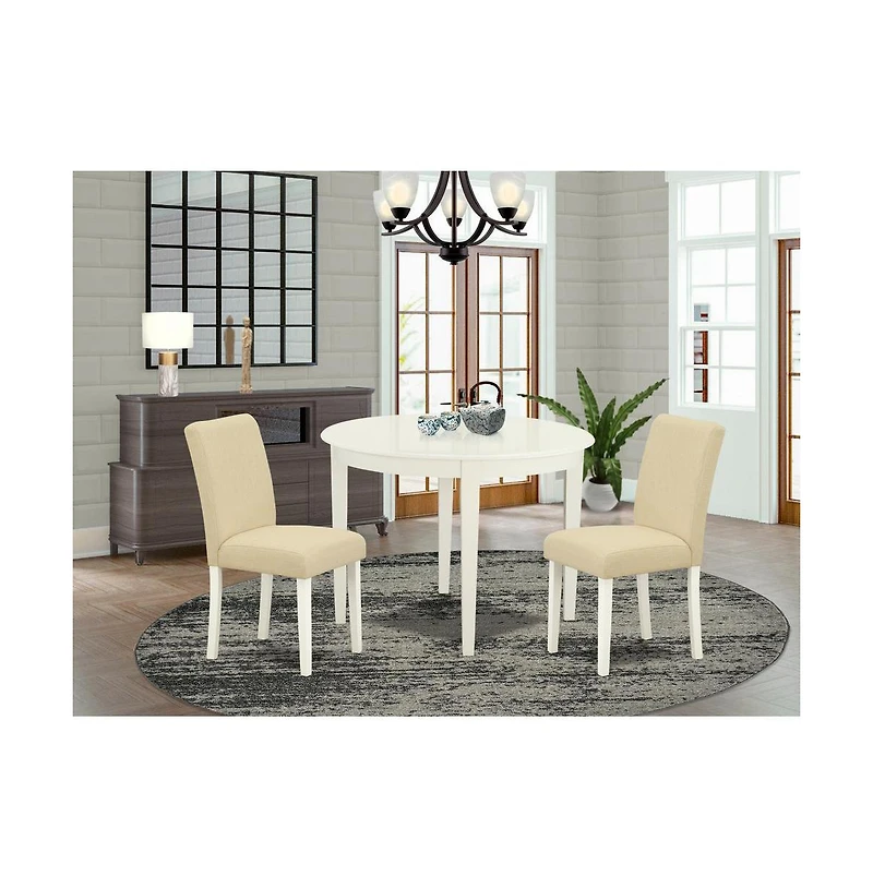 East West Furniture Dining Room Set Linen White