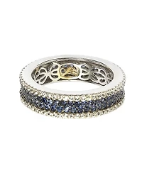 Suzy Levian New York Sterling Silver Sapphire & Created White Pave Eternity Band