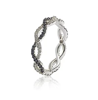 Suzy Levian Sterling Silver Sapphire & Created White Infinity Twisted Eternity Band Ring