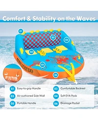 3 Rider Towable Tube for Boating with Nylon Cover for Water Sports and Sofa Pull Tube