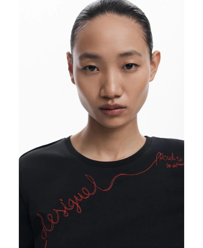 Desigual Women's T-shirt with embroidered phrase