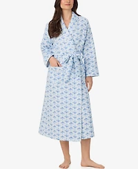 Eileen West Women's Long Sleeve Diamond Quilt Ballet Wrap Robe