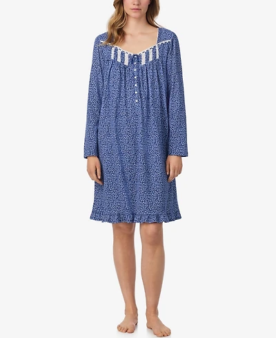 Eileen West Women's Long Sleeve Short Nightgown