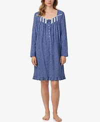 Eileen West Women's Long Sleeve Short Nightgown