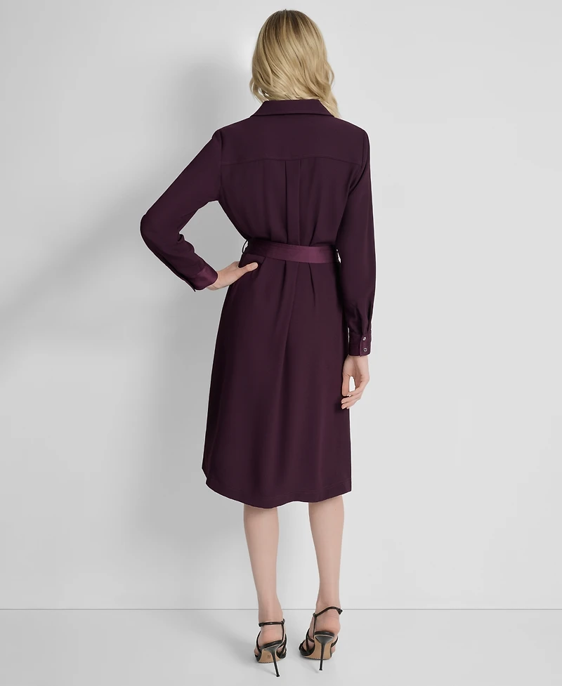 Dkny Women's Long Sleeve Collared Shirt Dress