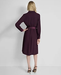 Dkny Women's Long Sleeve Collared Shirt Dress