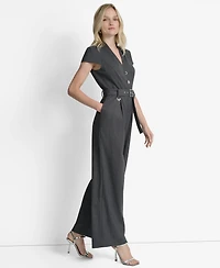 Dkny Women's Cap Sleeve V-Neck Jumpsuit