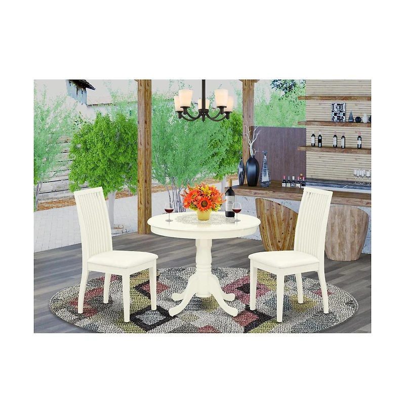 East West Furniture Dining Room Set Linen White