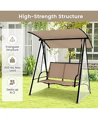 Gymax 2-Person Patio Swing Seat Bench Canopy Loveseat Outdoor