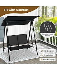 Gymax 2-Person Patio Swing Seat Bench Canopy Loveseat Outdoor