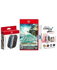 Nintendo Switch 2 Joy-Cons Blue/Red with Zelda Tears of the Kingdom MightySkins Code Bundle