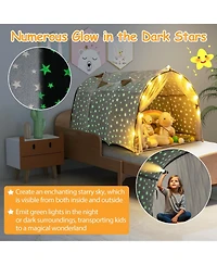 Kids Dream Bed Tent Twin Bunk Bed with Glow in the Dark Stars and Lights