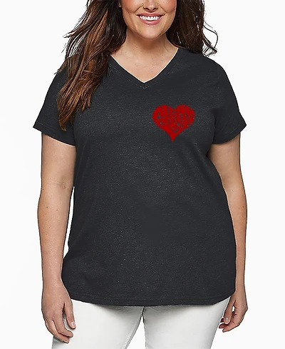 La Pop Art Plus Size All You Need is Love Word Art V-Neck T-Shirt