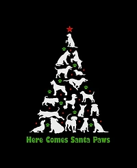 La Pop Art Plus Here Comes Santa Paws Word V-Neck T-Shirt