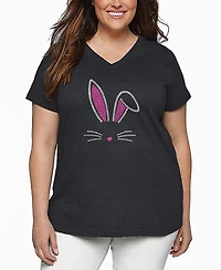 La Pop Art Plus Bunny Ears Word V-Neck T-Shirt
