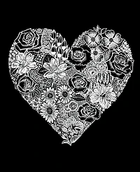 La Pop Art Plus Heart Flowers Word V-Neck T-Shirt