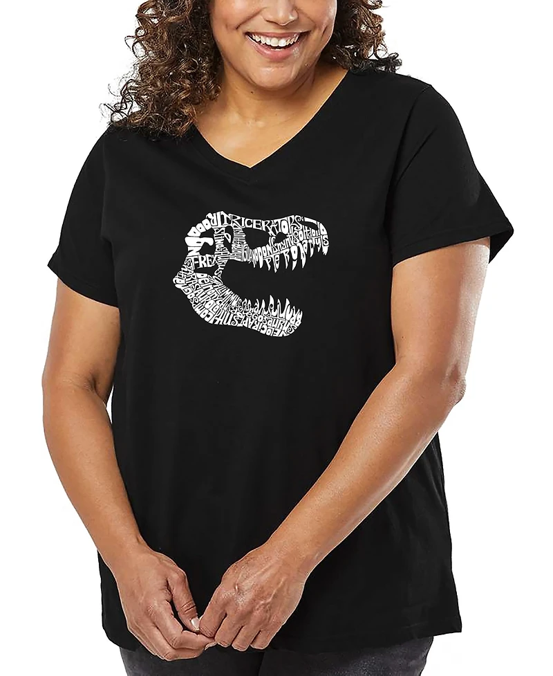 La Pop Art Plus Trex Word V-Neck T-Shirt