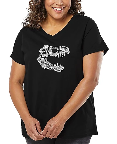 La Pop Art Plus Trex Word V-Neck T-Shirt