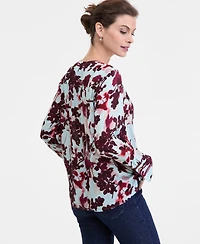 I.n.c. International Concepts Women's Surplice Long-Sleeve Blouse, Exclusively at Macy's