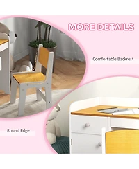 Qaba Kids Desk and Chair Set with Storage Drawer, Study Desk with Chair for Children for Arts & Crafts, Snack Time, Homeschooling, Homework, White