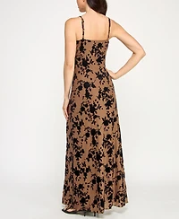 Row A Juniors' Strappy Flocked Sleeveless Dress