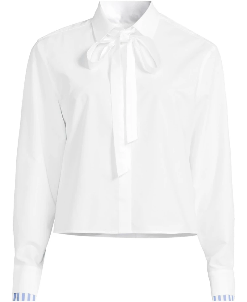 Lands' End Women's Carefree Cotton Shirt with Removable Bow
