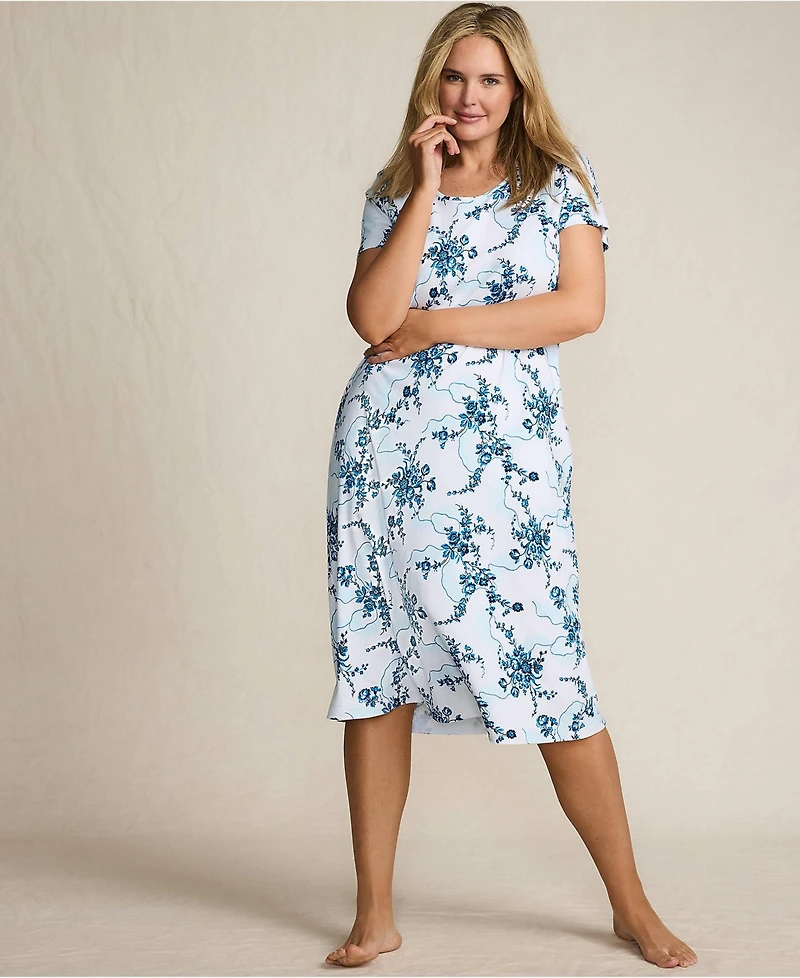 Lands' End Women's Cotton Short Sleeve Midcalf Nightgown