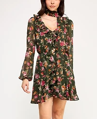 Trixxi Women's Floral Long Sleeve Dress