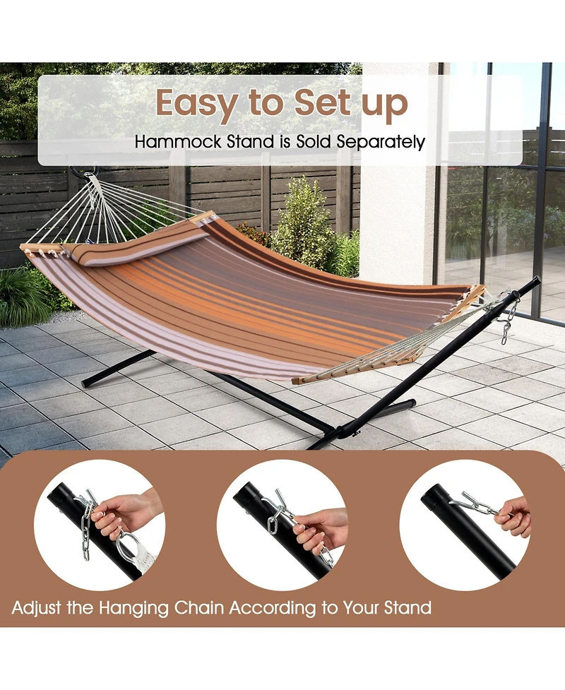 Gymax Patio Hammock Foldable Portable Swing Chair Bed Detachable Pillow