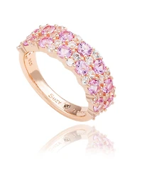 Suzy Levian Sterling Silver Sapphire & Created White Double Row Band