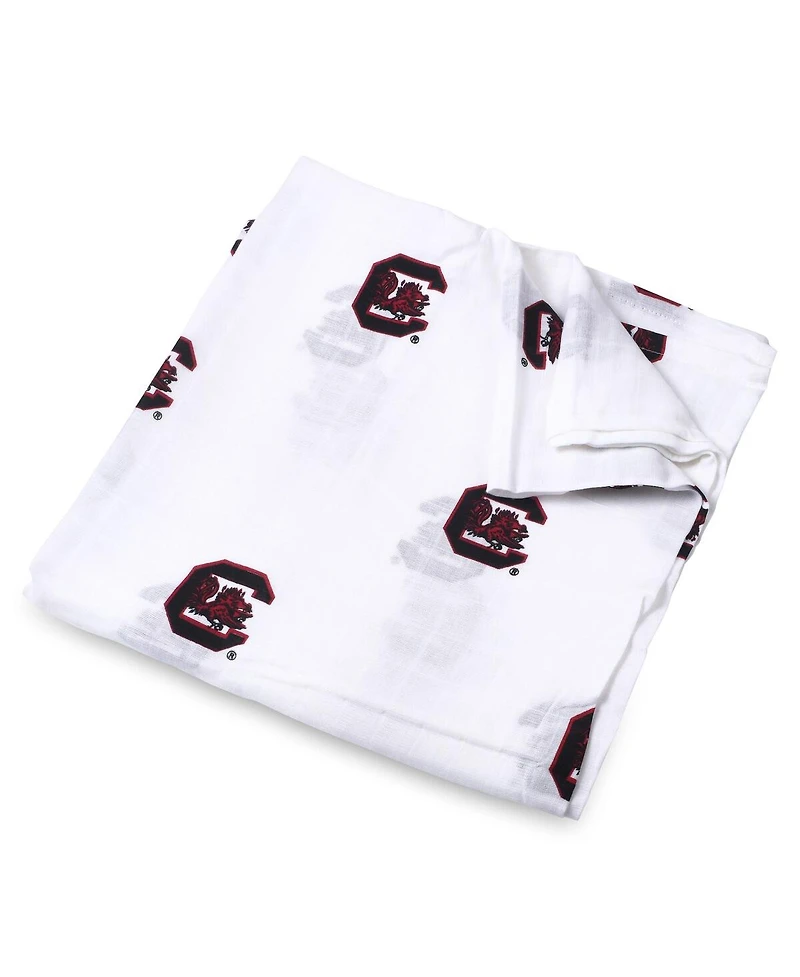 Three Little Anchors Baby Boys and Girls White South Carolina Gamecocks 47'' x 47'' Muslin Swaddle Blanket