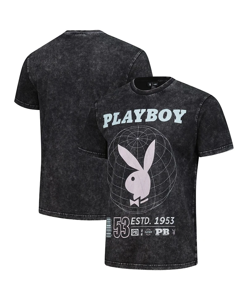 Lids Men's Black Playboy Distressed Oversized Rabbit T-Shirt