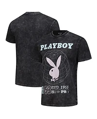 Lids Men's  Black Playboy Distressed Oversized Rabbit T-Shirt