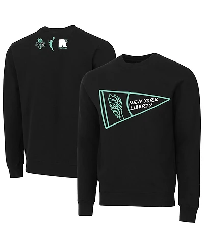 Round21 Men's and Women's Black New York Liberty Pennant Crewneck Pullover Sweatshirt