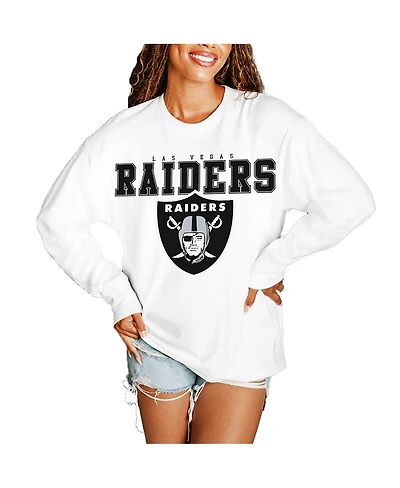 Gameday Couture Women's White Las Vegas Raiders Big Goals Oversized Long Sleeve T-Shirt