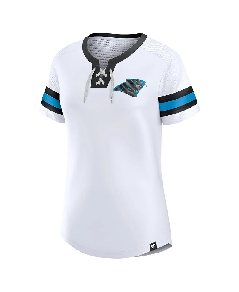 Fanatics Women's White Carolina Panthers Sunday Best Lace-Up T-Shirt