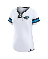 Fanatics Women's White Carolina Panthers Sunday Best Lace-Up T-Shirt